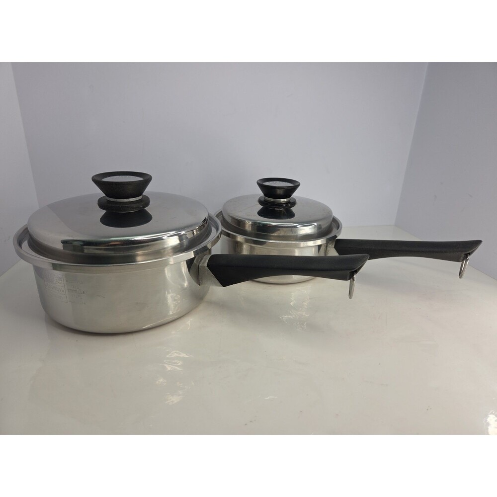 Vtg Amway Queen Cookware Set* SIDE STAMP 18/8 Stainless Steel 1 & 2 Qt Pots EUC